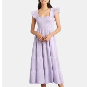 Hill House Home Ellie Nap Dress Purple Gingham Smocked Ruffle Midi Dress Women